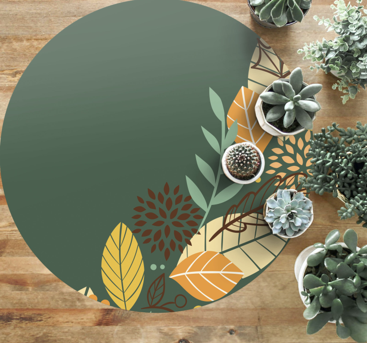 Botanical Pattern Circle floral vinyl rug - TenStickers