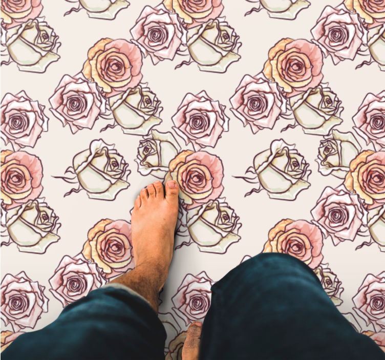 Botanical Rose Motif floral vinyl rug - TenStickers