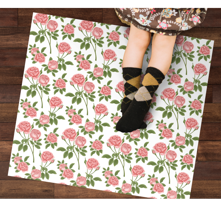 Botanical Rose Pattern floral vinyl rug - TenStickers