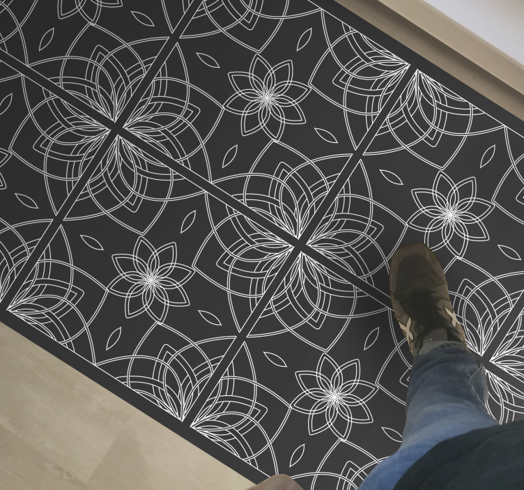 Botanical Sketch floral vinyl rug - TenStickers