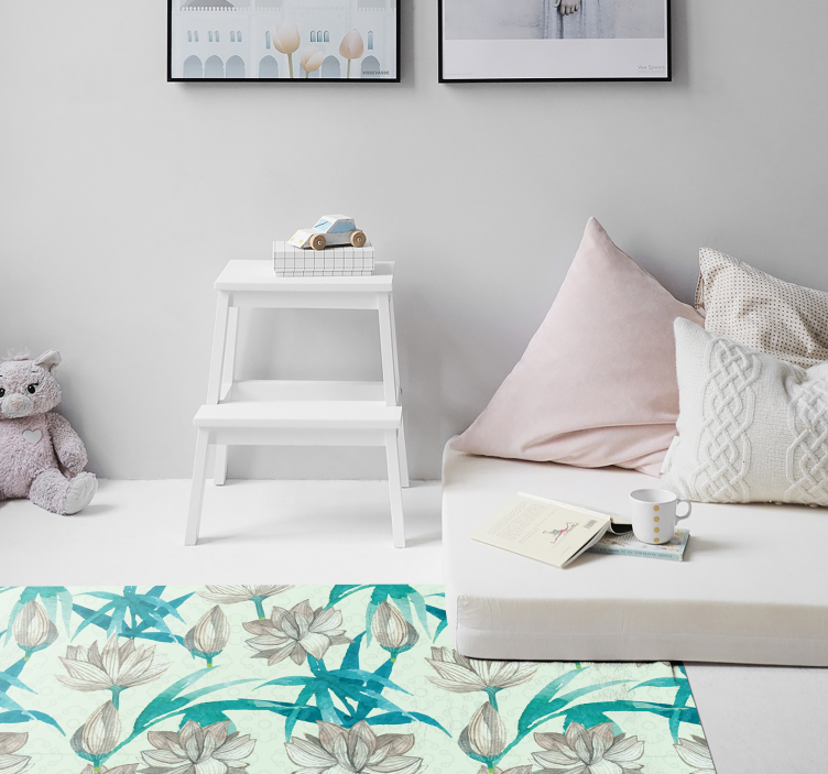 Blooming Soft Hues floral vinyl rug - TenStickers