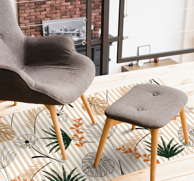 Botanical Theme floral vinyl rug - TenStickers