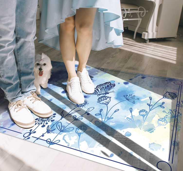 Botanical Watercolor Sophistication floral vinyl rug - TenStickers