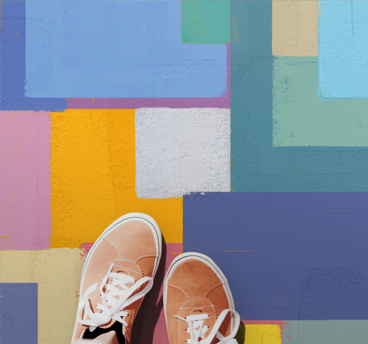 Lively Geometric Blocks geometric vinyl rug - TenStickers