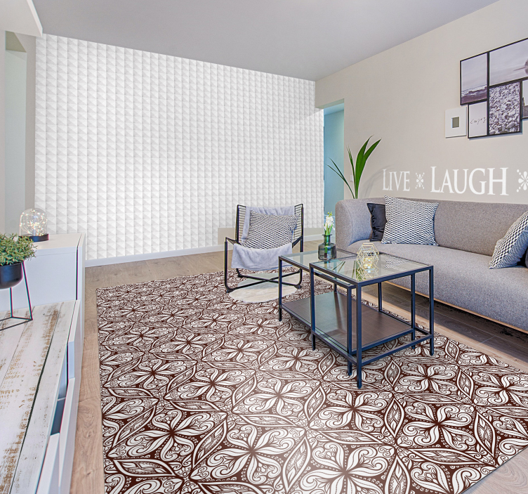 Brown floral pattern vintage rug - TenStickers