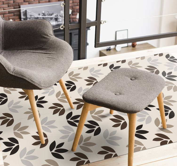 Brown leaf branches floral rug - TenStickers