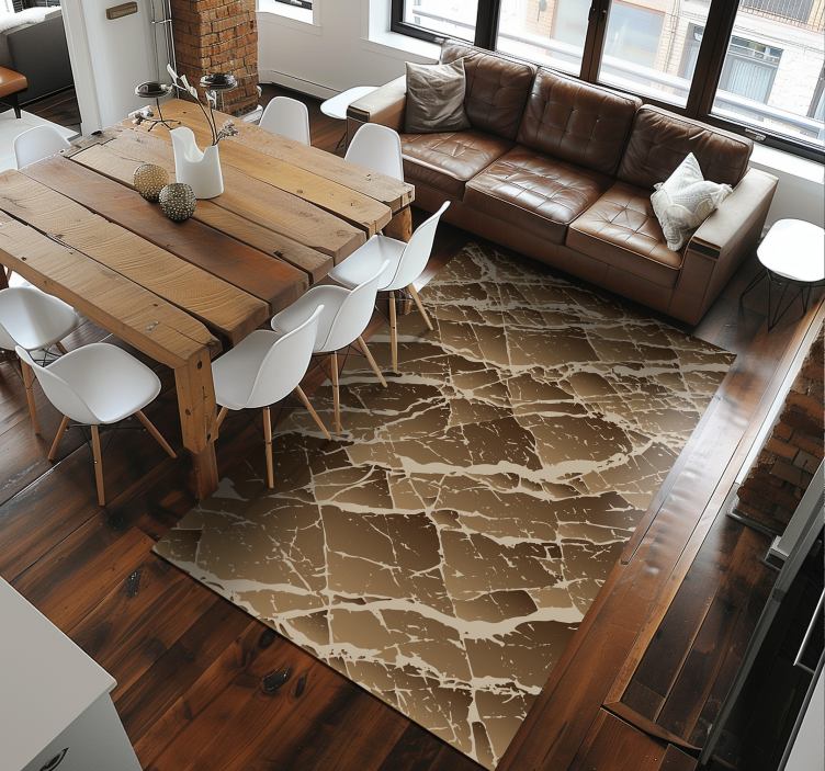 Brown marble effect dining room vinyl rug - TenStickers