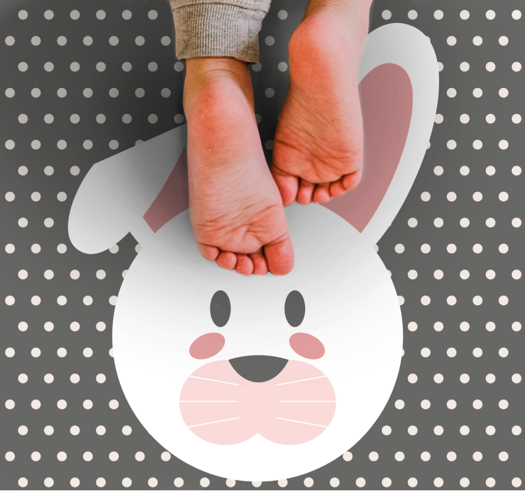 Bunny Polka Dot Overlay nursery vinyl rugs - TenStickers