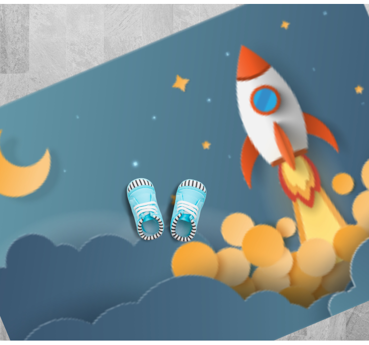 Cartoon launching rocket to space star rug - TenStickers