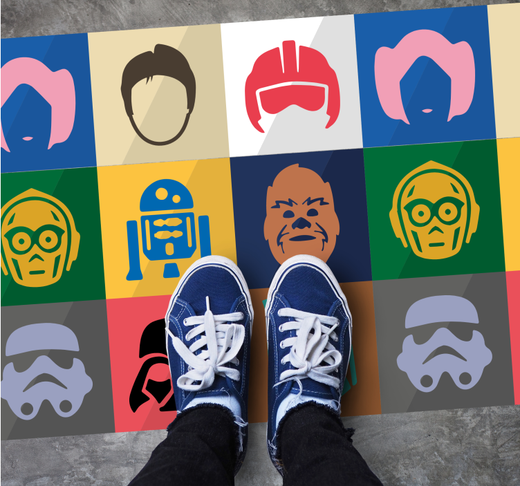 Film character faces teenage bedroom vinyl rug - TenStickers
