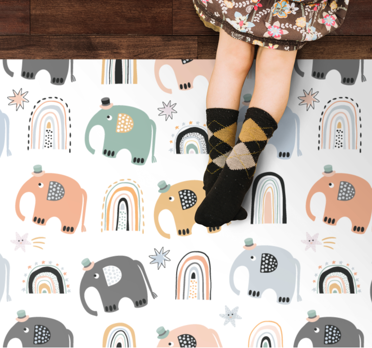 Charming Elephant Parade nursery vinyl rugs - TenStickers