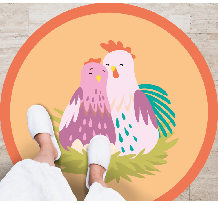 Charming Feathered Friends circular vinyl rug - TenStickers