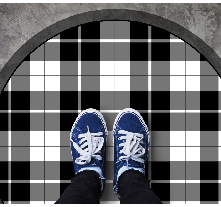 Checkered Grid circular vinyl rug - TenStickers