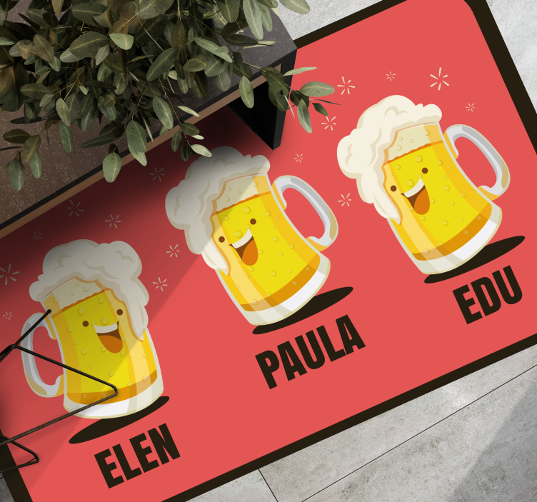 Custom beer mugs entrance hall vinyl rug - TenStickers