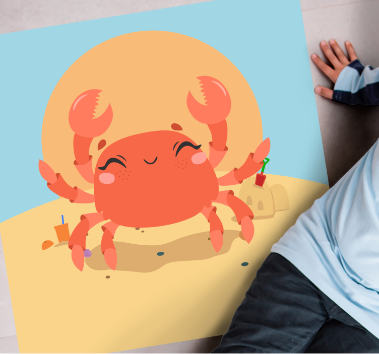 Cheerful Cartoon Crab kids vinyl rug - TenStickers