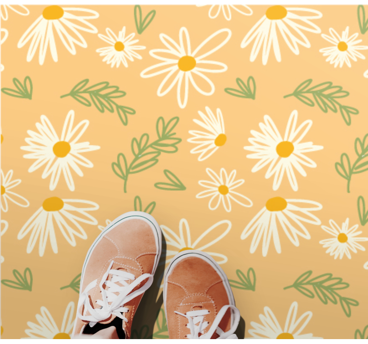 Cheerful Daisy Pattern floral vinyl rug - TenStickers
