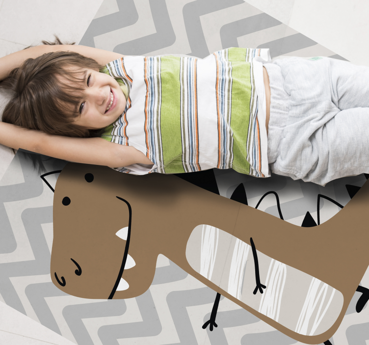 Brown baby T-Rex kids vinyl rug - TenStickers