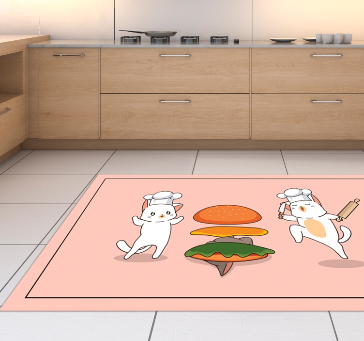 Cheerful Kitchen Companions kids vinyl rug - TenStickers