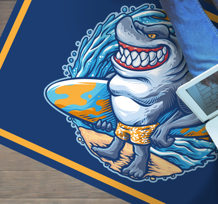 Cheerful Shark Character teenage bedroom vinyl rug - TenStickers