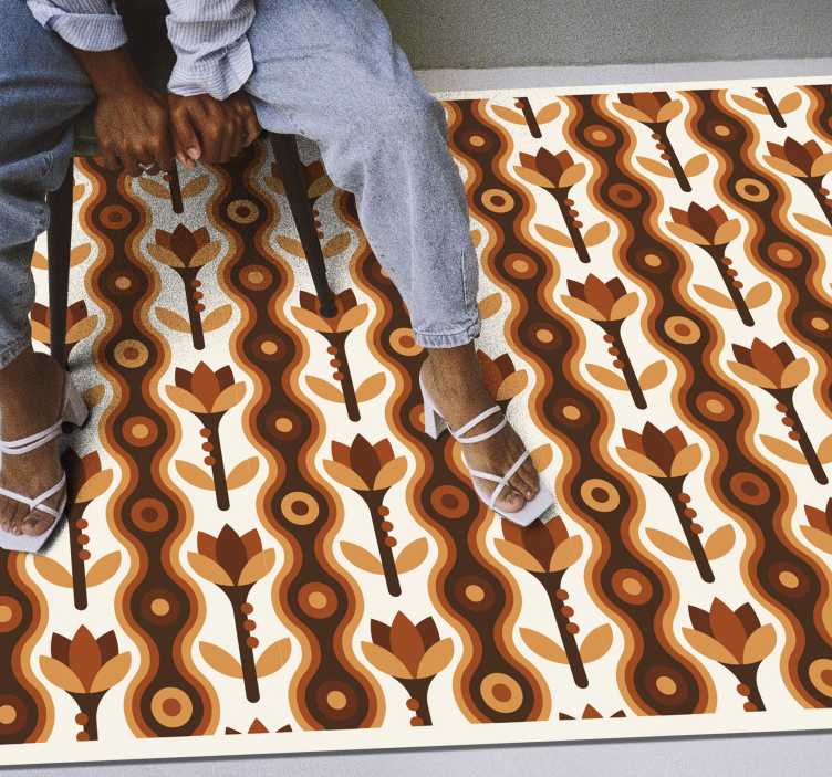 Cool botanical ripples floral vinyl rug - TenStickers