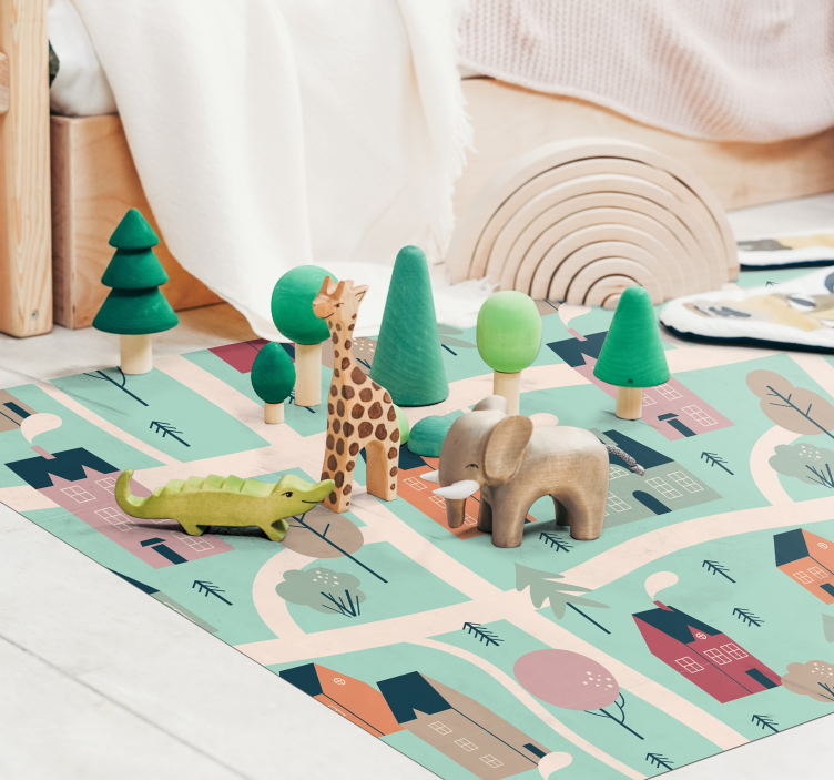 Children's Activity Village kids vinyl rug - TenStickers