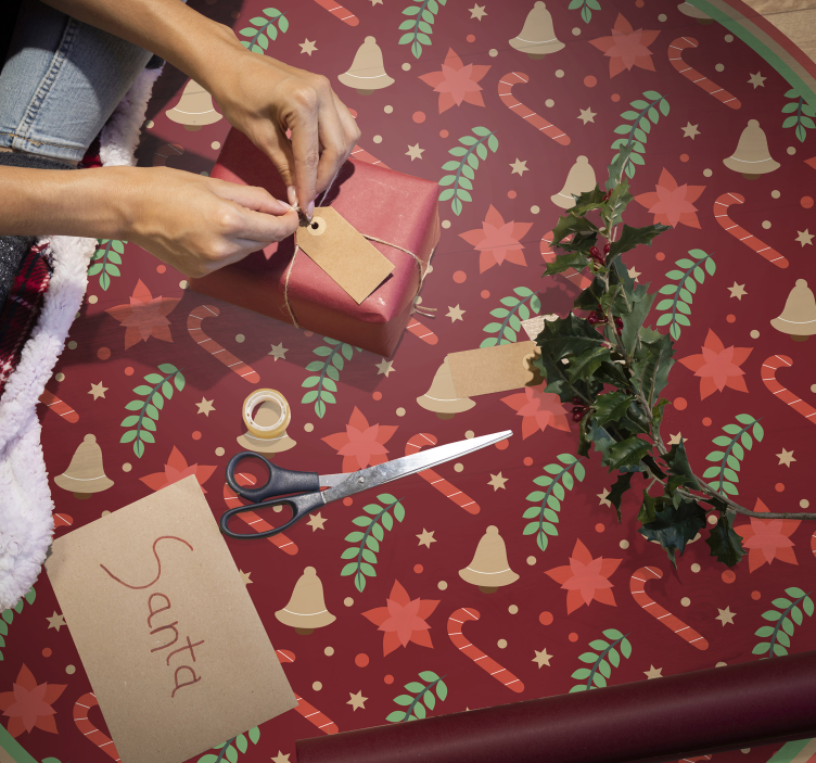 Christmas candy pattern red vinyl rug - TenStickers