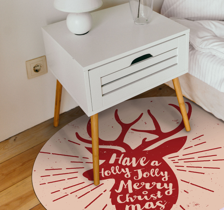 Christmas vinyl rug with christmas reindeer design - TenStickers