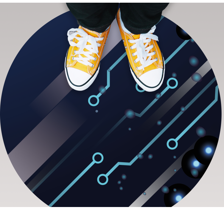 Circuit board pattern teenage bedroom vinyl rug - TenStickers