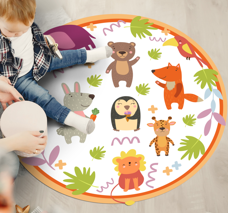 Circular Jungle Safari kids vinyl rug - TenStickers
