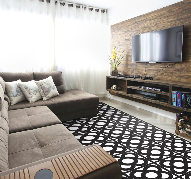 Circular Motifs geometric vinyl rug - TenStickers