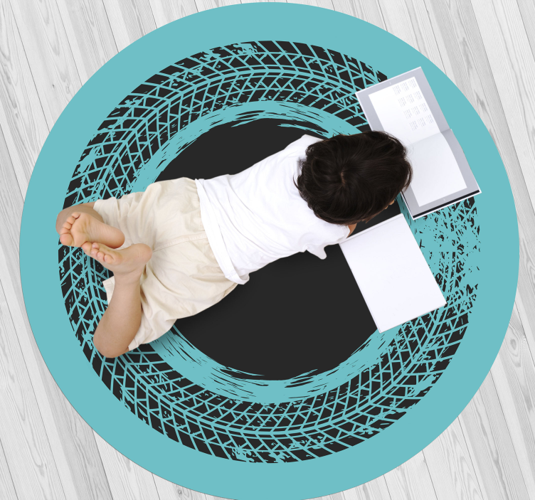 Circular Turquoise Swirl stripes vinyl rug - TenStickers