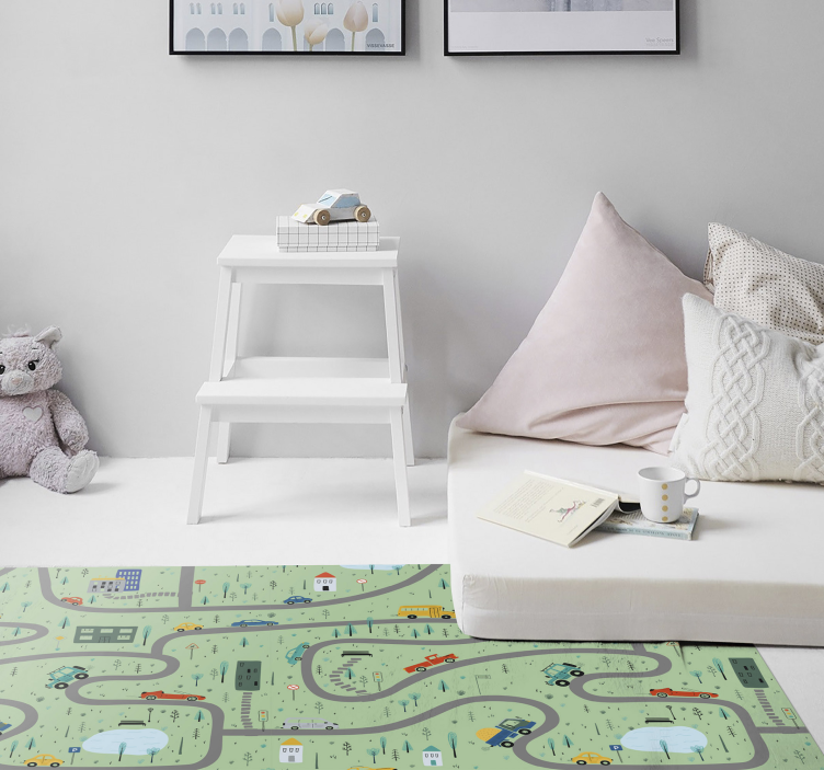 City for kids with road rug - TenStickers