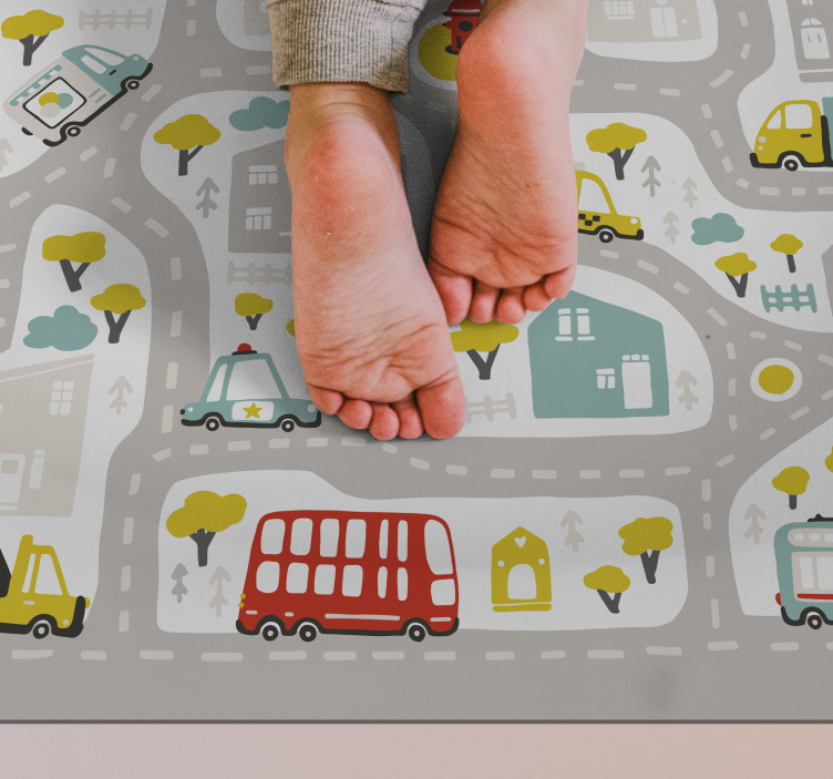 City road map road vinyl rug - TenStickers