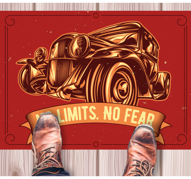 Classic car illustration custom vinyl rug - TenStickers
