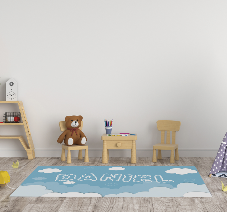 Cloudy Sky Personalization bedroom vinyl rug - TenStickers