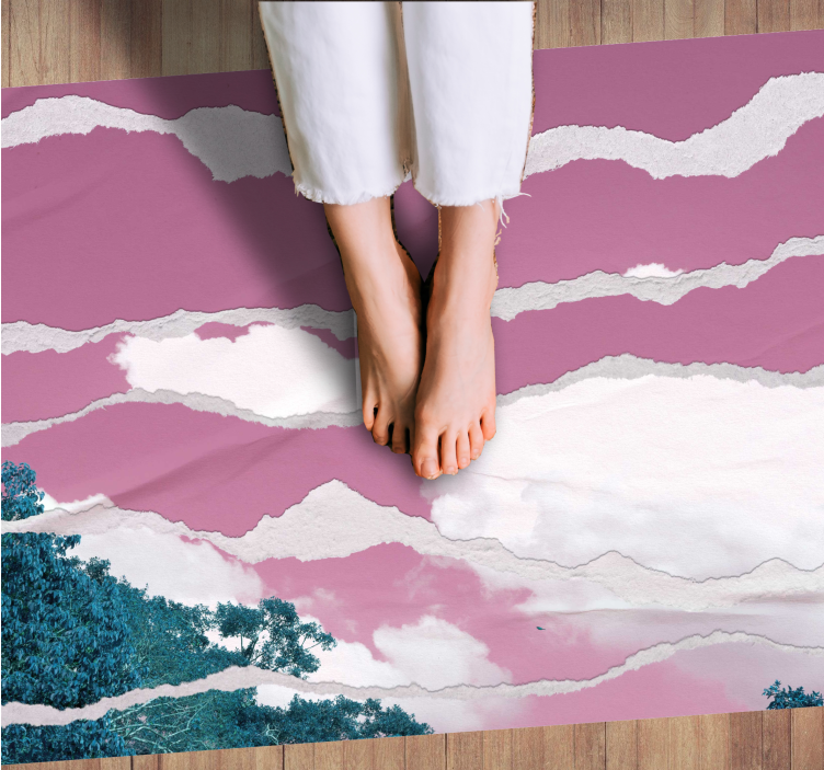 Pink ripped sky nature vinyl rug - TenStickers