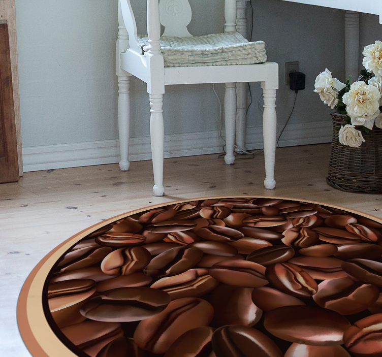 Coffee Beans Circle texture vinyl rug - TenStickers