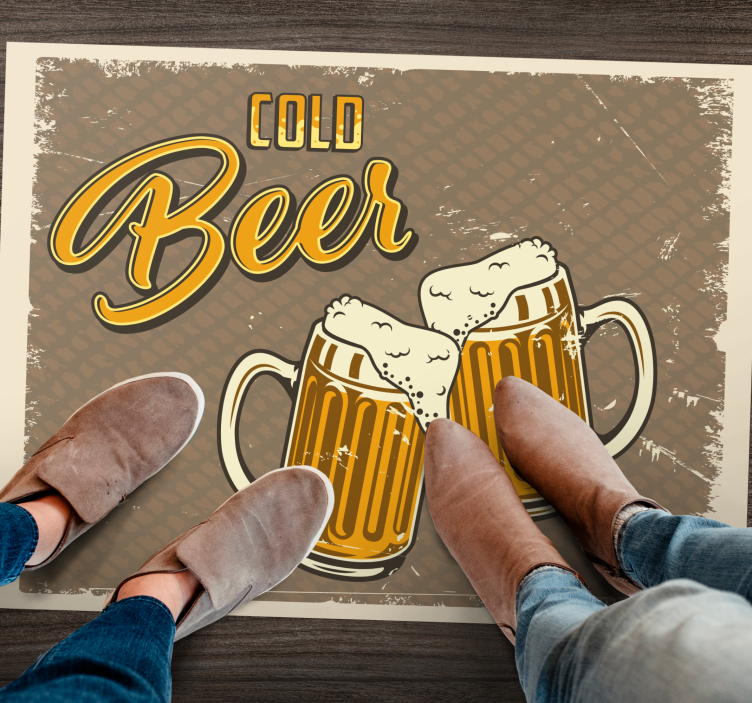 Cold beer retro dirty kitchen floor tiles - TenStickers