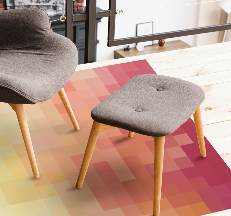 Red block gradient pattern geometric vinyl rug - TenStickers