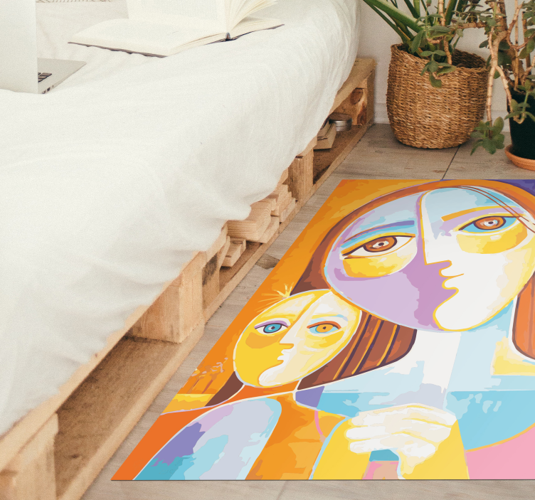 Colorful Abstract Faces mosaic vinyl rug - TenStickers