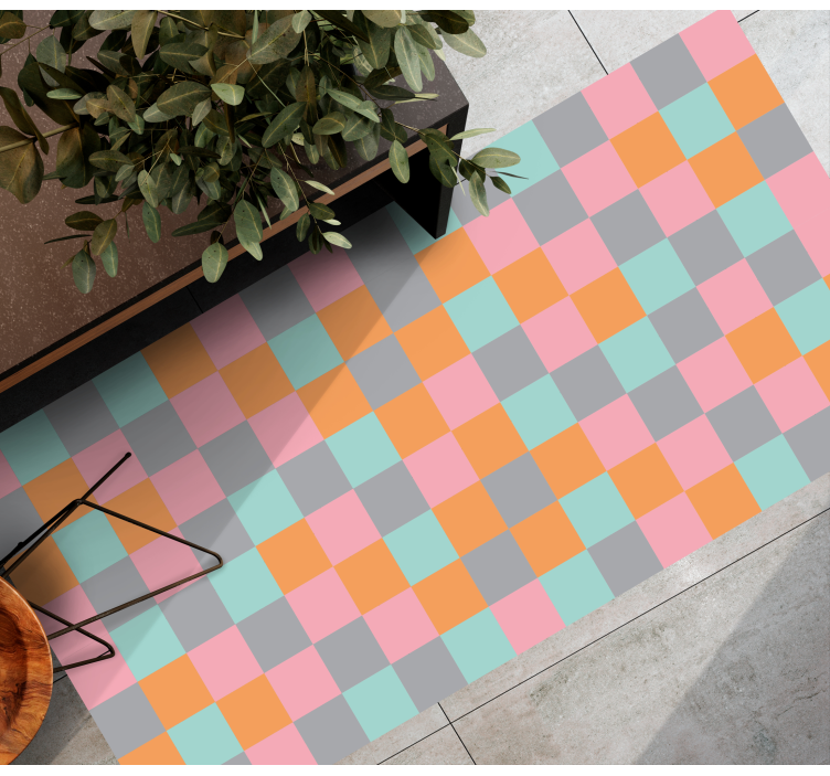 Colorful checkerboard geometric vinyl rug - TenStickers