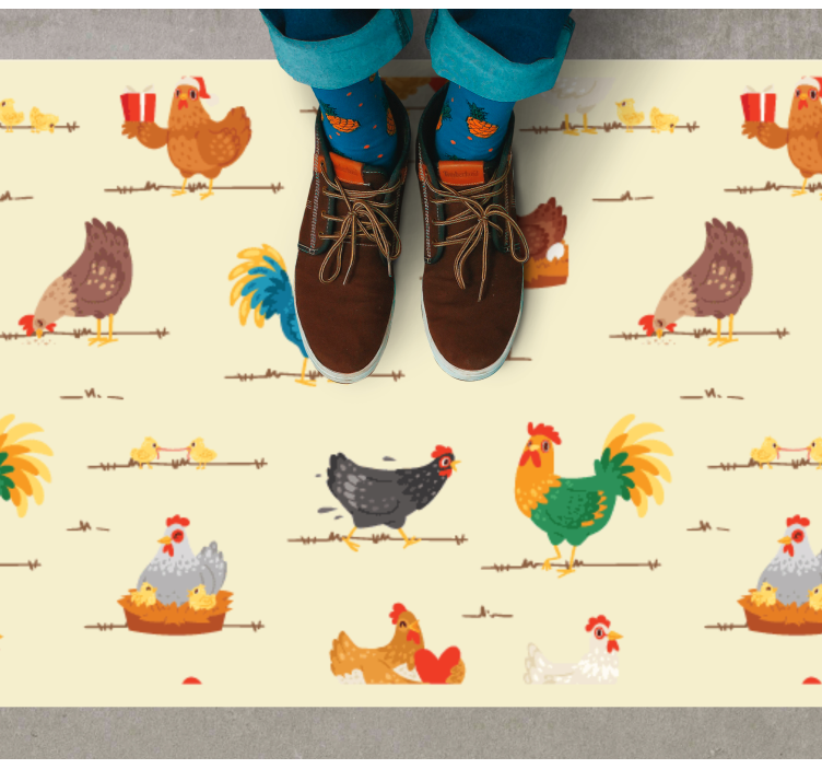 Colorful Chicken Patterns animal vinyl rug - TenStickers