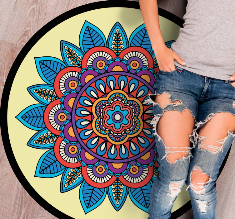 Colorful Circular Motif mandala vinyl rug - TenStickers