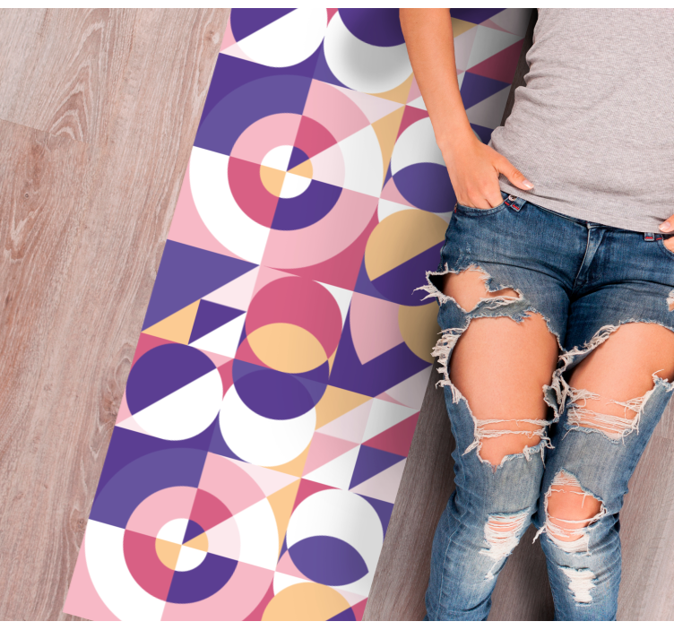 Colorful geometric shapes tile vinyl rug - TenStickers