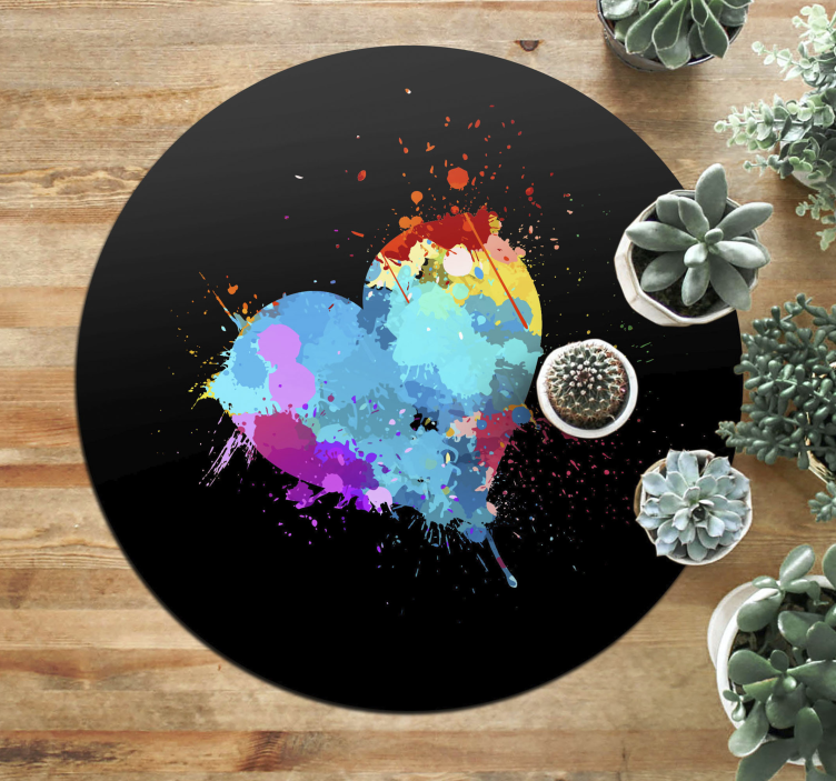 Colorful heart splash teenage bedroom vinyl rug - TenStickers