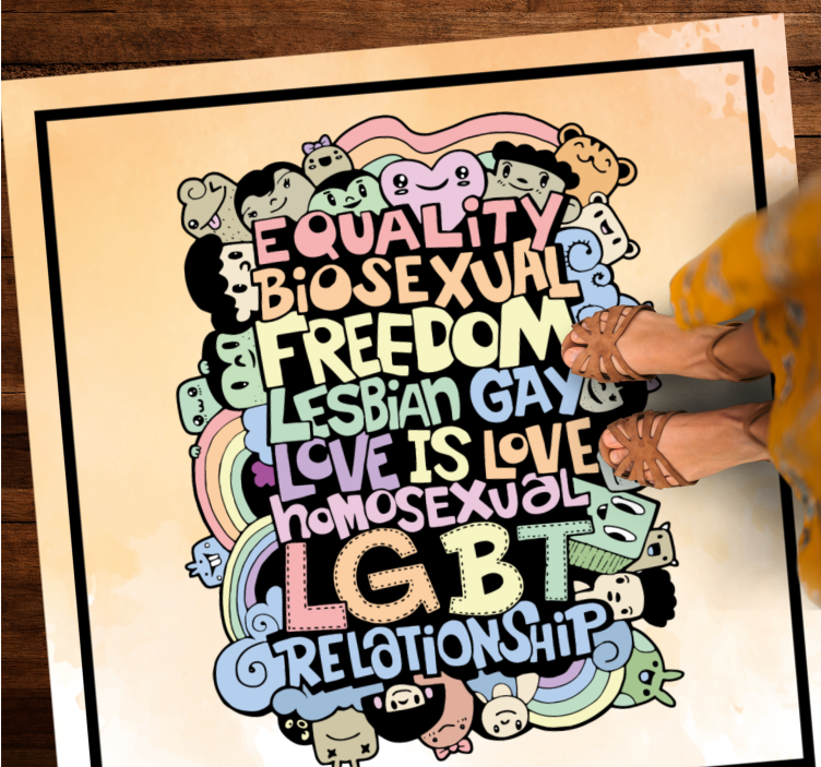 Colorful LGBT Message custom vinyl rug - TenStickers