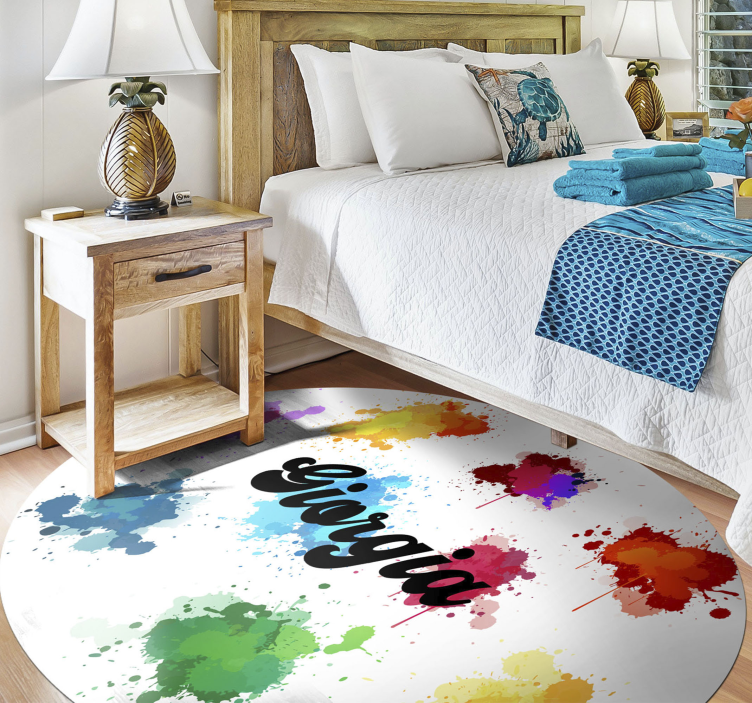 Circular design with splashes teenage bedroom vinyl rug - TenStickers