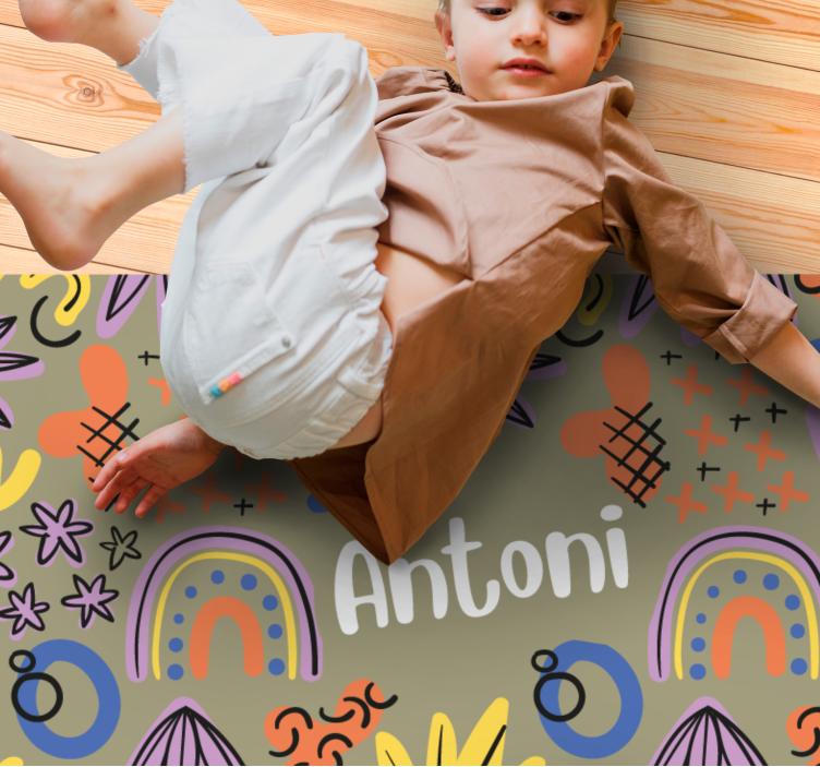 Colorful rainbow patterns kids vinyl rug - TenStickers