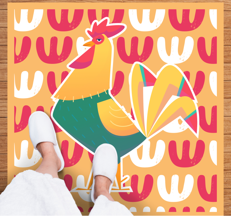 Colorful Rooster Art animal vinyl rug - TenStickers