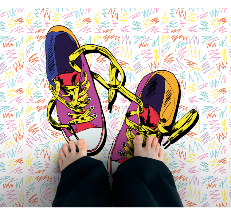 Colorful Sneaker Pattern teenage bedroom vinyl rug - TenStickers